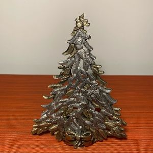 Metzke vintage fir tree with birds pewter silver and gold